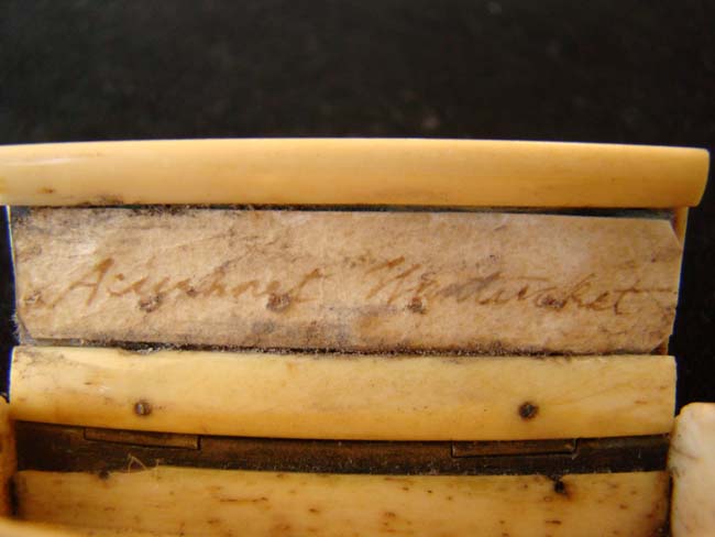A 19th century sailor-made bone snuffbox inscribed "Acushnet-Nantucket" circa 1840-1850 — image 2